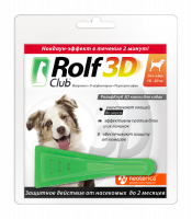 РольфКлуб 3D капли от клещей и блох для собак 10-20кг, 1 пипетка