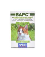 БАРС капли от блох и клещей для кошек, упаковка 3 пипетки по 1мл